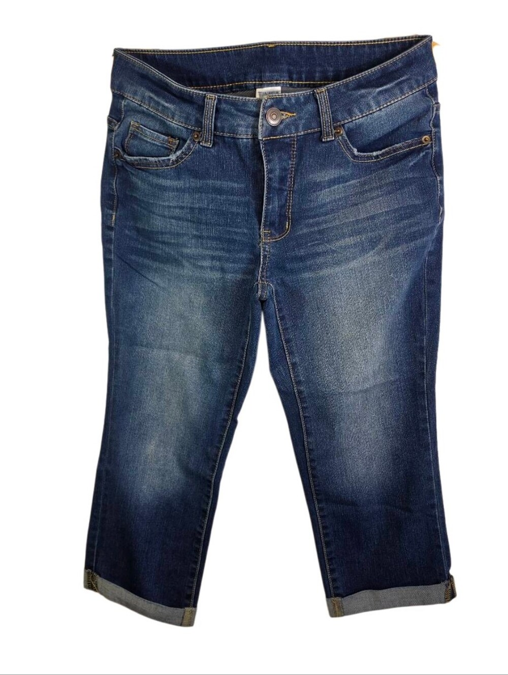 Time & Tru Indigo Cropped Jeans – Cuffed Hem – Size 8